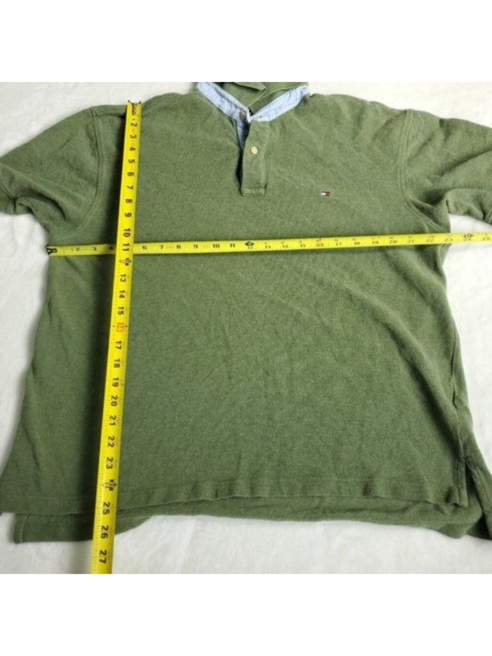 VINTAGE Tommy Hilfiger Polo Shirt Mens XL Green Cotton Short Sleeve 90s y2K - Picture 7 of 7